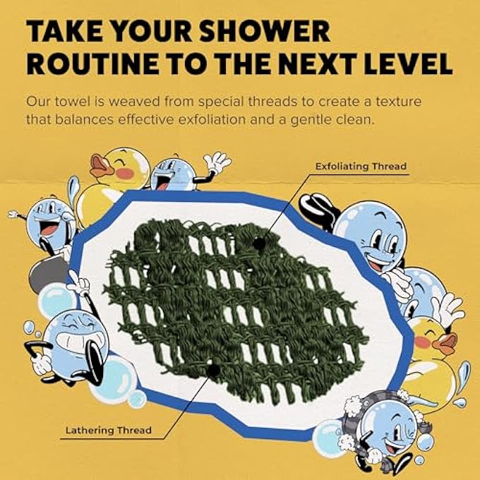 GOSHI Exfoliating Shower Towel - Rip-Resistant Exfoliating Washcloth for All Skin Types - Moss Green - Made in Japan - Image 5